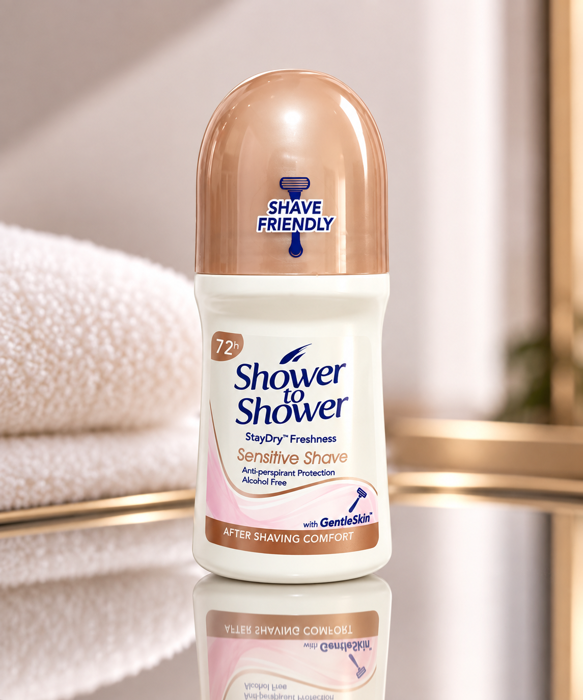 Shower to Shower Sensitive Shave Roll-On 50ml - 72H Anti-Perspirant - Alcohol Free
